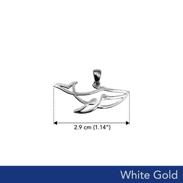 Whale Minimal One Line Solid White Gold Pendant WPD6368